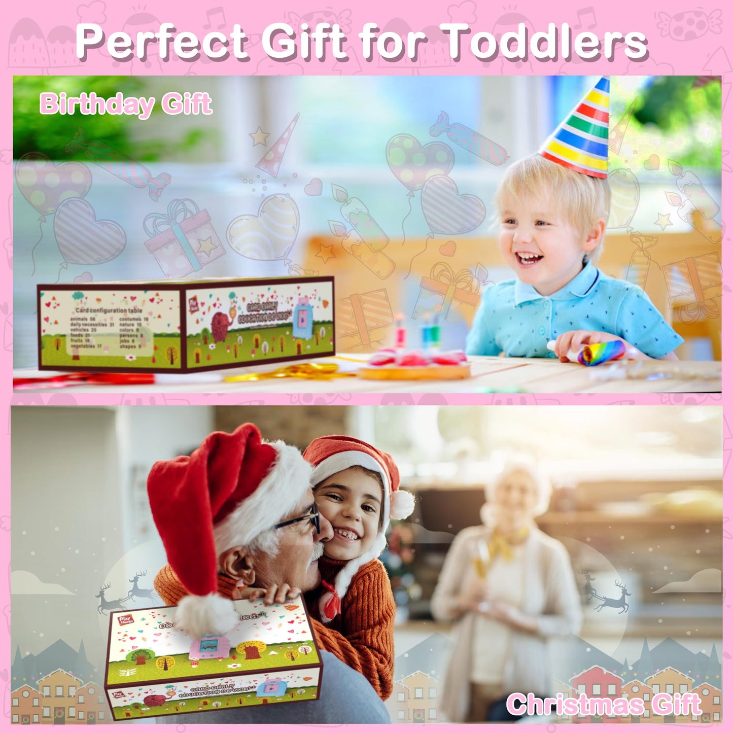 Birthday Gift For 1 2 3 4 5 Years Old Girls Toys, Talking Flash Cards, Educational Toddler Toys, Montessori Sensory Toys, Learning Toys For Ages 2-4, Toys For 2 Year Old Girls Birthday Gifts