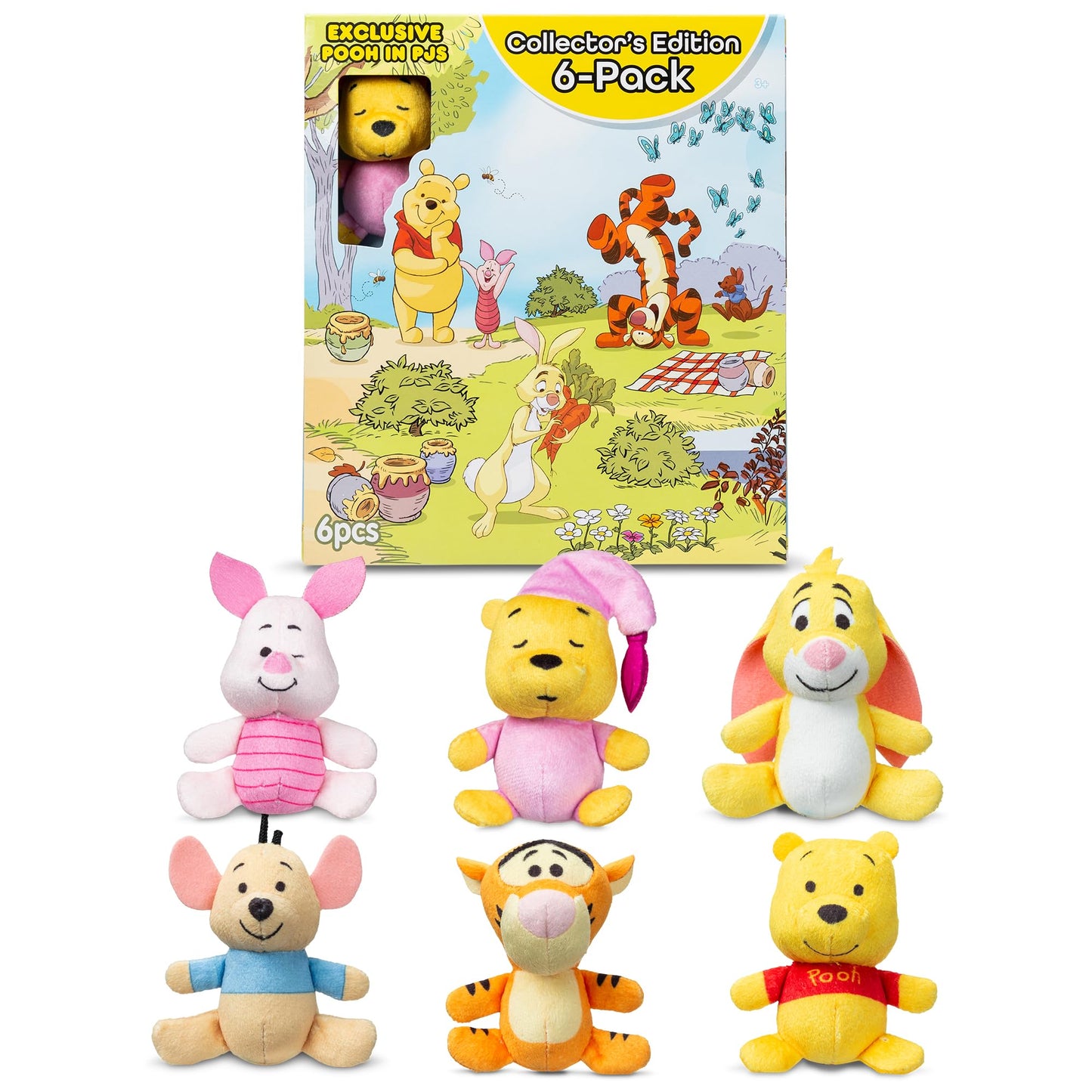 Micro Teenies Mini Plush Figures 6 Pack - Winnie the Pooh and Pals, Soft Polyester Toys for Kids Ages 4+