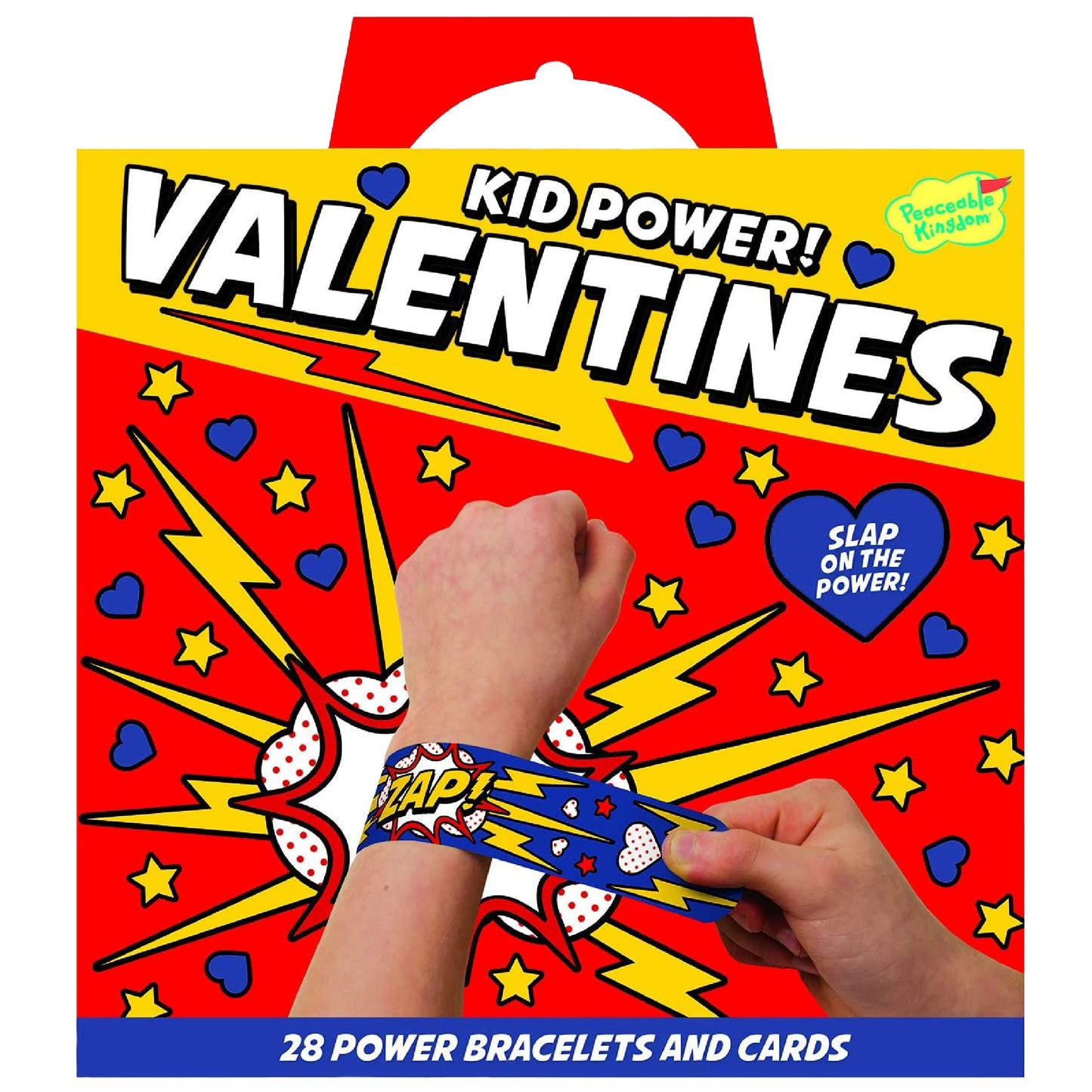 Peaceable Kingdom Valentines Cards - Set of 28 Slap Bracelets, Multicolor, Rubber, Model VPS62