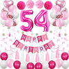 Sweet 54Th Birthday Decorations For Women, Pink And White 54 Happy Birthday Balloons,54Th Birthday Party Supplies Including Pink