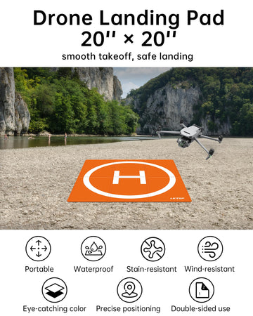 Lktop Drone Landing Pad Weighted Foldable For Dji/Specta Drone, Double-Sided Waterproof Helipad Landing Mat, Compatibility: Dji/