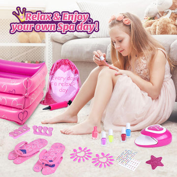 Shemira Gift Set for Girls 7, 8, 9, 10-12 Years Old, Spa Day Toys, Kids Manicure Pedicure Kit and Nail Art Kit, Birthday Gifts f