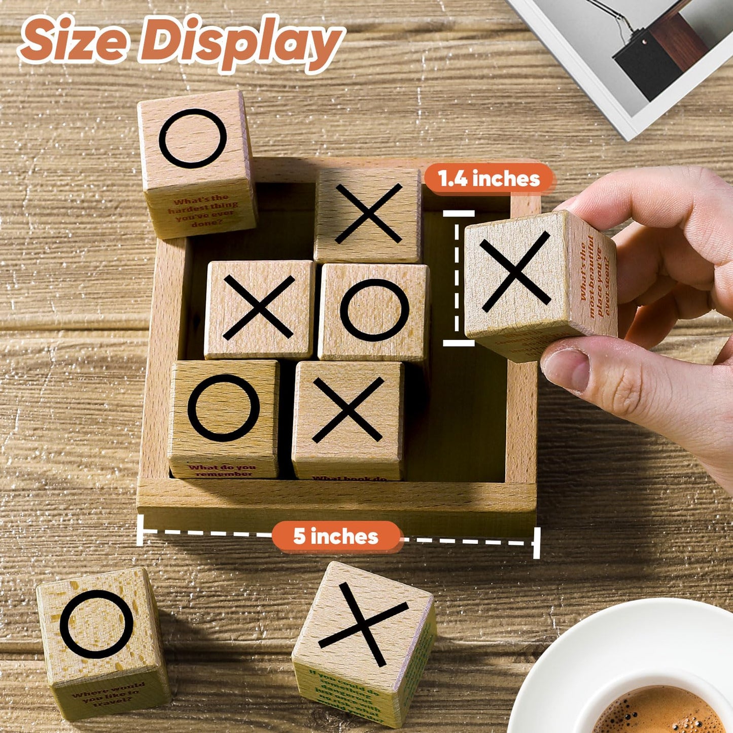 Garybank Conversation Cubes W/Tic Tac Toe Game Great Conversation Starter-Building Relationship Wooden Block for Family Game Night School Counselor Supplies Therapy Icebreaker Game for Kid Teen mature-themed