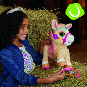 FurReal Cinnamon, My Stylin Pony Toy, 14-Inch Electronic Pets, 80+ Sounds & Reactions, 26 Accessories, Interactive Toys for 4 Ye