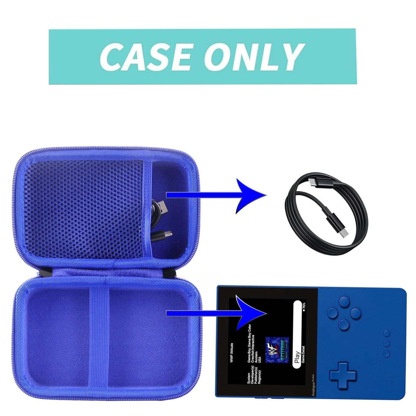 Werjia Hard Carrying Case Compatible With Rg40Xx V Handheld Game Console Rg 40Xxv,Analogue Pocket Handheld Game Console (Case Only) (Blue)