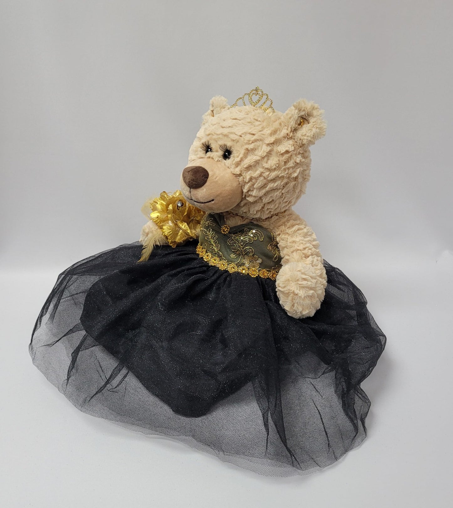 KINNEX COLLECTIONS SINCE 1997 20'' Quince Anos Quinceanera Last Doll Teddy Bear with Dress (Centerpiece) ~ ARC16832-17 (Black)