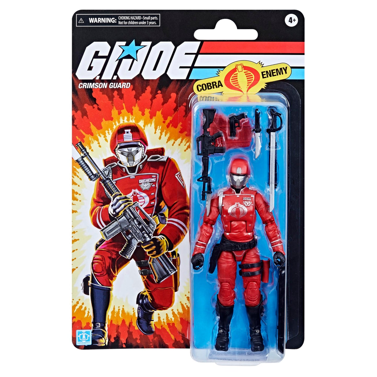 G.I. Joe Crimson Guard 6-inch Action Figure - Retro Card, Red, Model F4770, Plastic Material