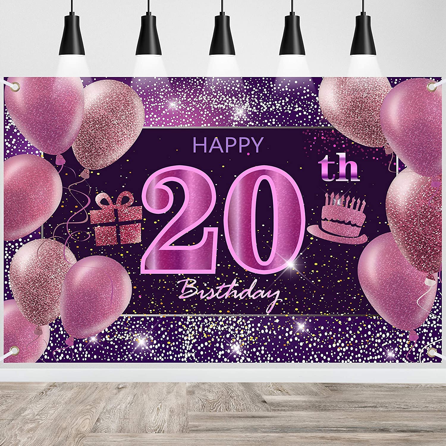 20Th Birthday Decorations For Girls Happy Birthday Banner Pink Decorations For A Party Birthday Backdrop For Women