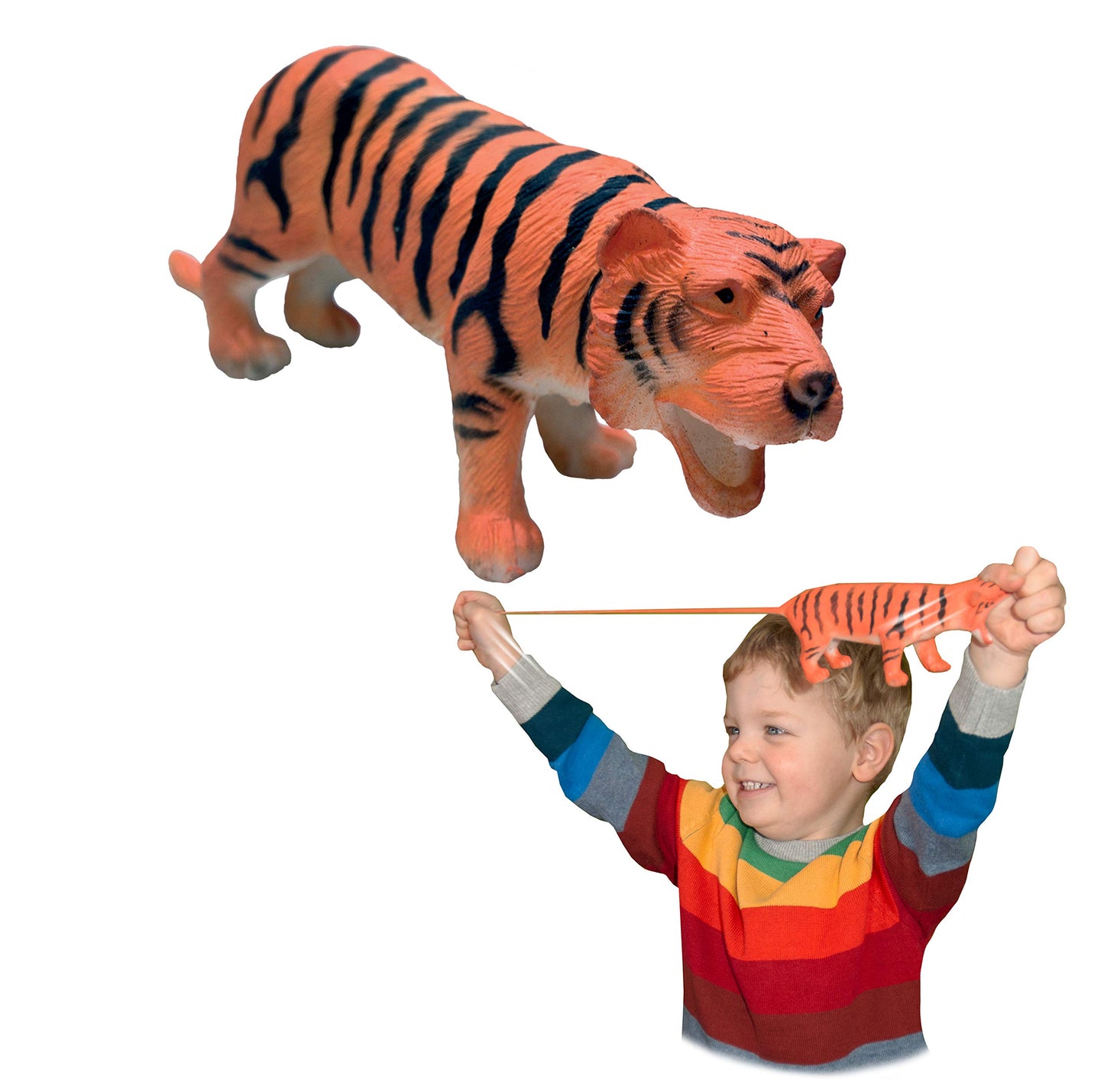 Rep Pals - Tiger, Stretchy Toy from Deluxebase. Super Stretchy Animal replicas That Feel Real, Great for Kids