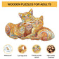Nktdwo Jigsaw Puzzles, Orange Cat Wooden Puzzles For Adults And Kids, 300 Pcs Brain Teaser Puzzles Gift For Birthday Holiday Val