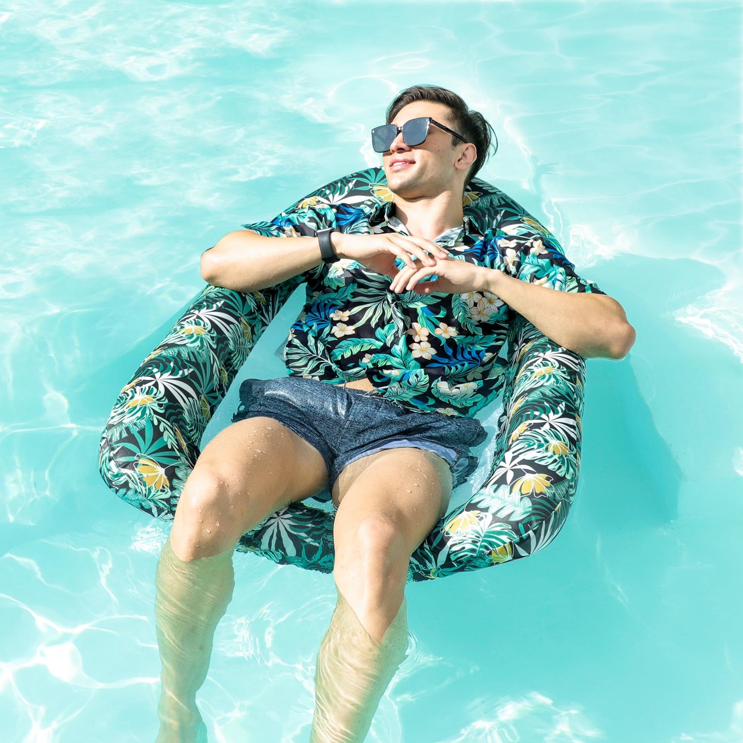 Inflatable Pool Float for mature-themeds  Fabric Covered Pool Chair Float for mature-themeds  mature-themed Pool Float for Lake  Pool Chair Float Pool Floaties for Lake  Beach  Pool Floating