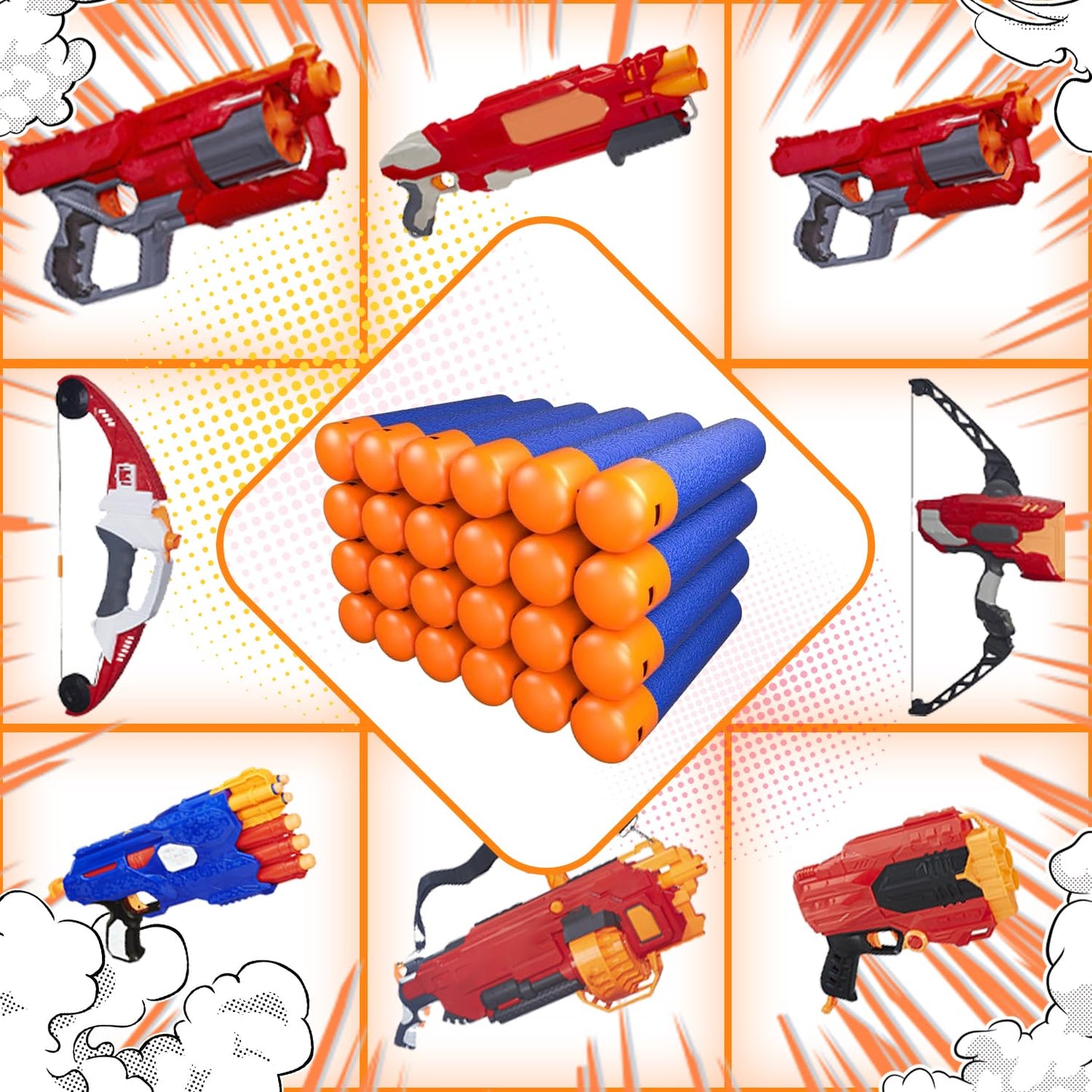 EKIND 9.5cm Foam Darts Compatible for Nerf advanced Mega Series 36-Dart Refill Pack (Blue)