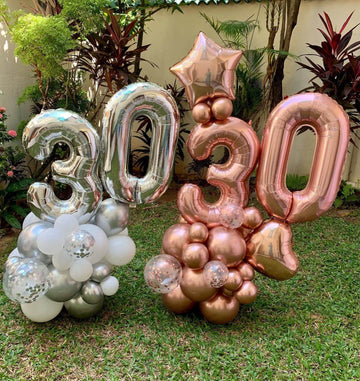 40 Inch Silver 30 Number Balloons Giant Jumbo Huge 30 Foil Mylar Helium Number Digital Balloons Silver Birthday Mylar Digital Ba
