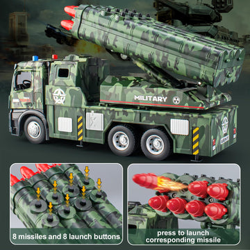 Hapyad Army Toys For Boys Age 4-7, Military Vehicle Toys With Missile Launcher Metal Cab, Friction Powered Army Toys Military Tr