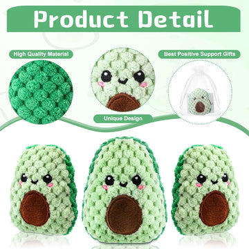 RoundFunny 6 Sets Positive Funny Avocado Gifts Mental Health Emotional Avocado Included Handmade Crochet Doll with Inspirational