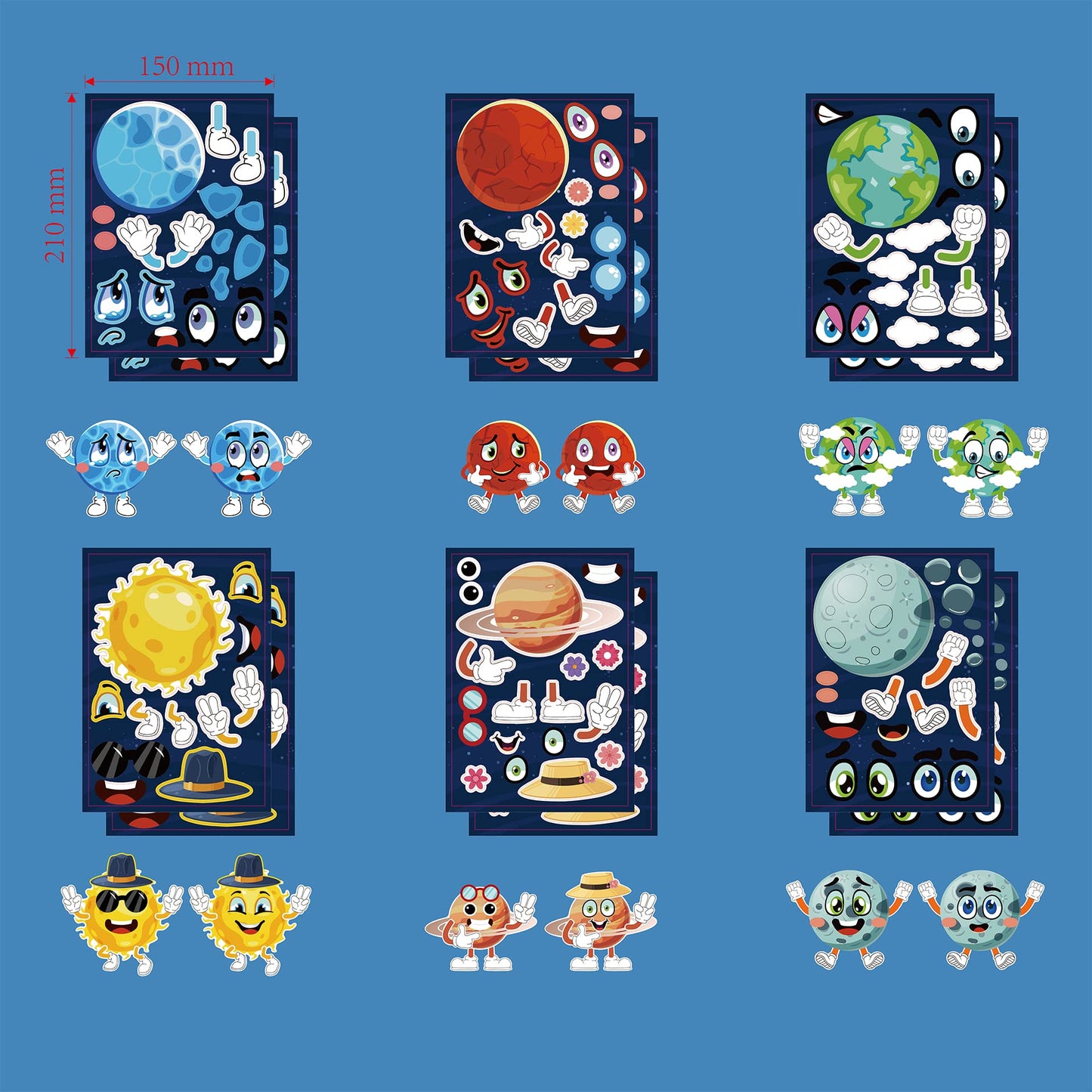 24 Pieces Make Your Own Planet Stickers Make A Face Stickers For Kids Toddlers With Planets Solar System Diy Craft Stickers Kids