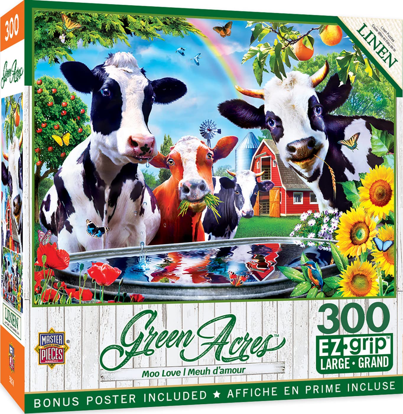 Masterpieces - 300 Piece Jigsaw Puzzle, Large Ez Grip Shapes, Moo Love, Fun For Adults, Seniors, Family, Kids, Matte Finish, 18'X24