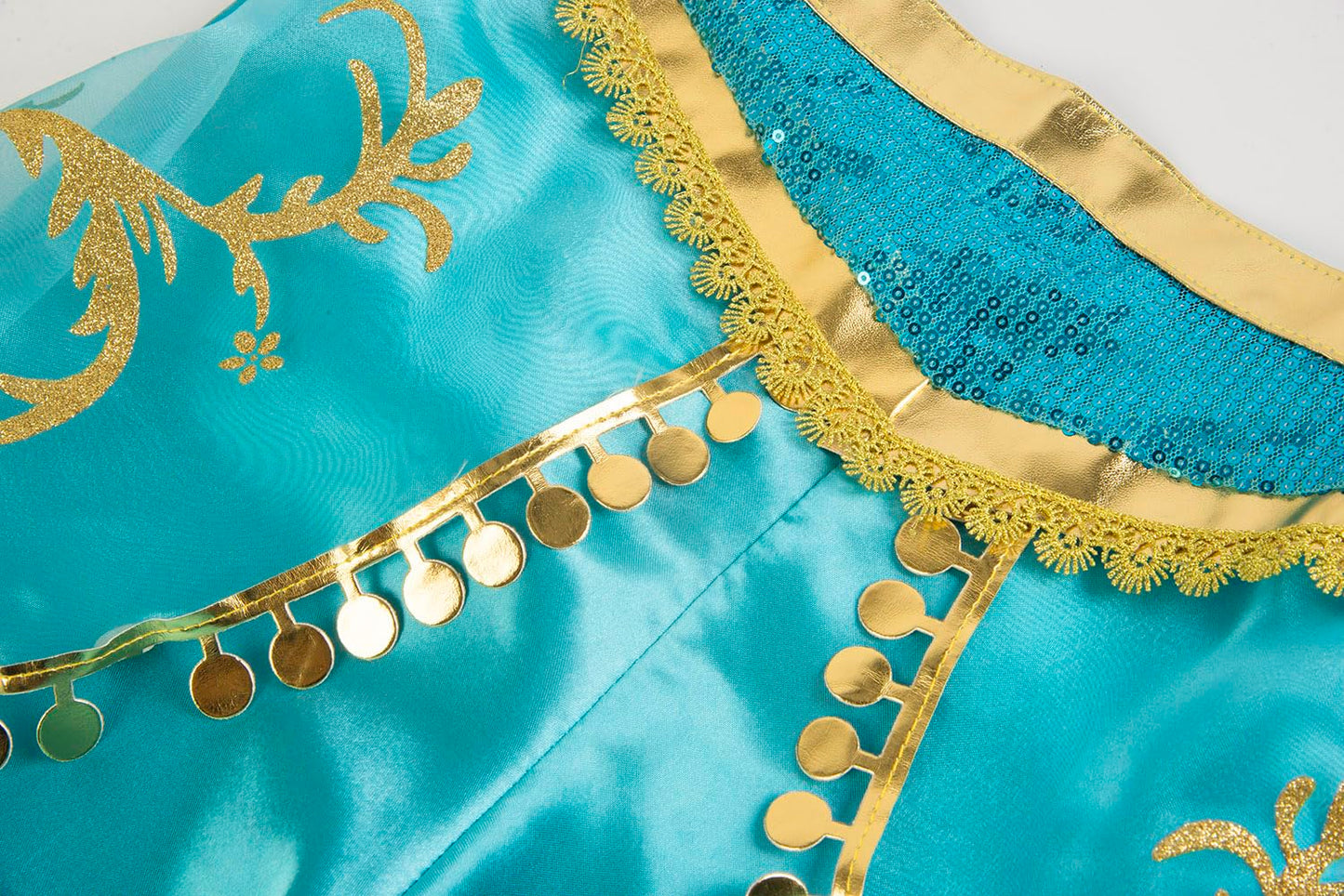 Akokvlar Girls Arabian Princess Costume Halloween Party Dress Up Outfits (Blue, 6-7 Years)