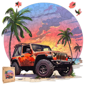 Wooden Jigsaw Puzzles-Seaside Car,200Pcs,12.4X11.4In,Medium,Wooden Puzzles For Adults,Unique Shape Animal Adult Puzzles,Irregula