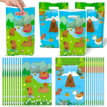 Capybara Party Favor Bags - 50Pcs Capybara Patterns Goody Candy Treat Gifts Bags, Cute Animals Themed Party Favors Supplies Deco