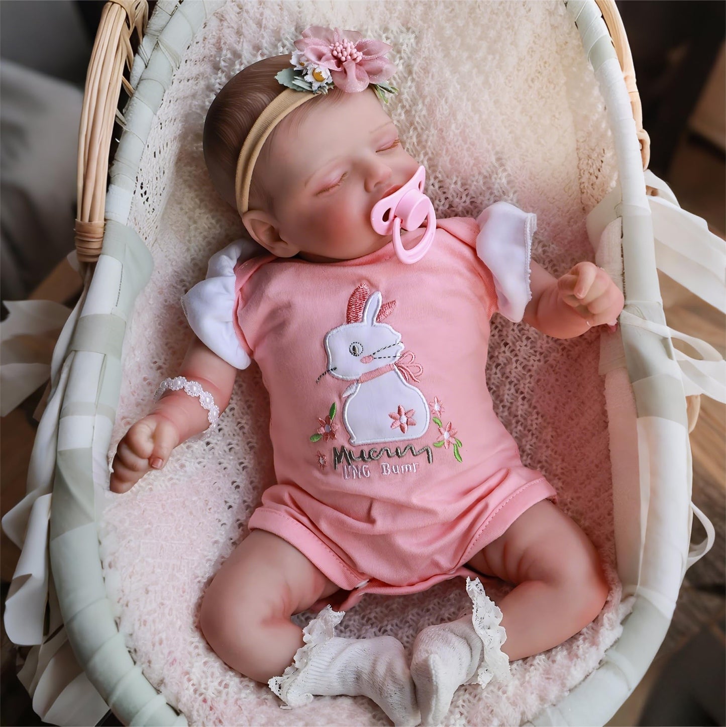 Pinky Lifelike Reborn Baby Dolls 20 Inch Real Sleeping Baby Realistic Newborn Baby Dolls Adorable Real Life Baby Doll Kids Toy F