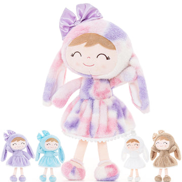 Gloveleya Easter Bunny Gift Baby Girl Gift Plush Bunny Dolls First Baby Doll Toddlers Rabbit Toy Bunny Gifts For Girl Tie-Dye Pu