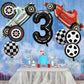 Number 3 Race Car Balloons, 43 Inch Race Car Party Decorations, Wheel Tire Balloons, Black And White Checkered Foil Balloons, Ca
