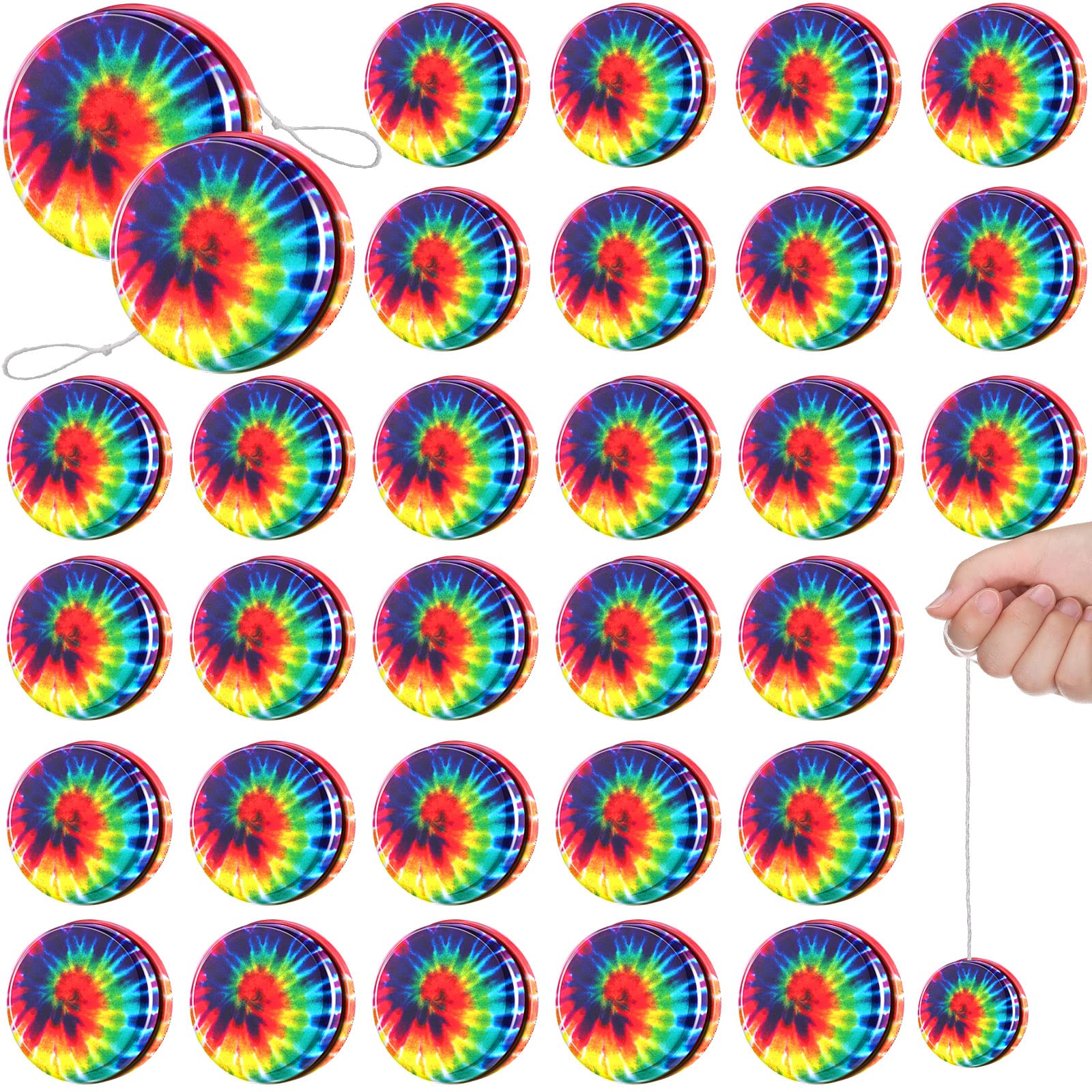 Sosation 32 Packs Bulk Yo Yos Bulk Yo Yo Metal Rainbow Yo Yo Toys in Assorted Designs  Yo Yo Party Favors Holiday Goodie Bag Stuffers for Birthday Party Favors  Prizes  Holiday Gifts