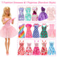Miunana 11.5 Inch Girl Doll Wardrobe Set 114 Pcs Clothes And Accessories Wedding Dress Fashion Sequin Dresses Swimsuit With Butt
