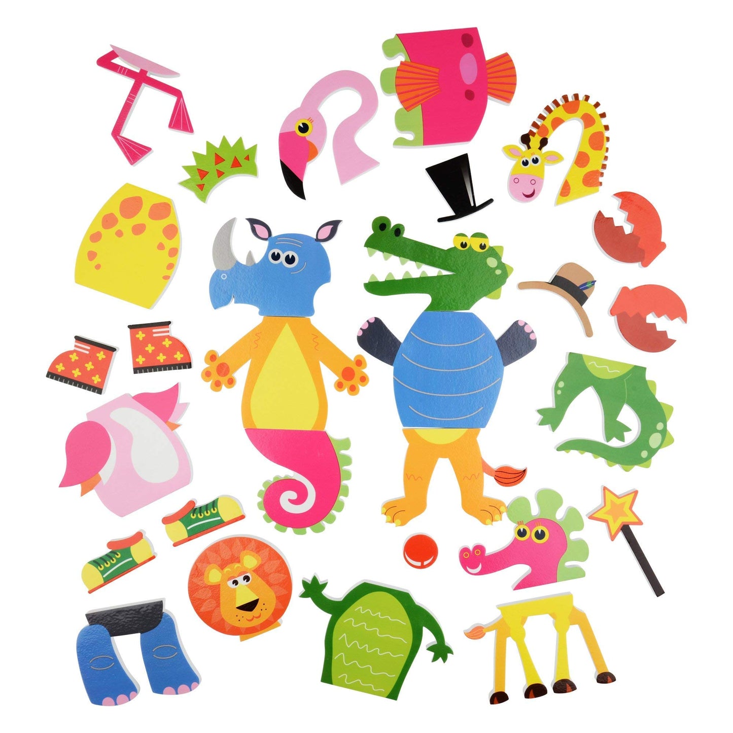 Buddy & Barney Bath Stickers - 32 Reusable Animal Foam Stickers for Kids, Multicolor, EVA, Model BB011, Ages 3+