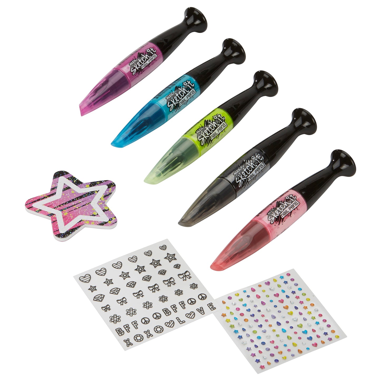 ALEX Toys Sketch It Nail Pens Salon Girls Fashion Activity, Sketch and Paint, Create Long Lasting Looks with Beautiful Nail Poli