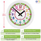 ertt Teaching Wall Clock - Kids Analog Classroom Clock, Rainbow Face, 29cm, Plastic, Model ERTT-DIG