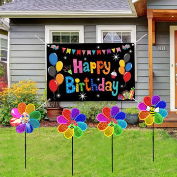 Frantlna Outdoor Wind Spinners Yard Garden Decor 12In Shiny Pinwheel For Kids Rainbow Lawn Ornaments To Deter Animals (3 Pcs)