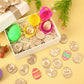Jansun 24Pcs Easter Egg Tokens, Easter Egg Fillers Wooden Easter Reward Tokens Tokens Coins With 24 Different Engraved Sayings F