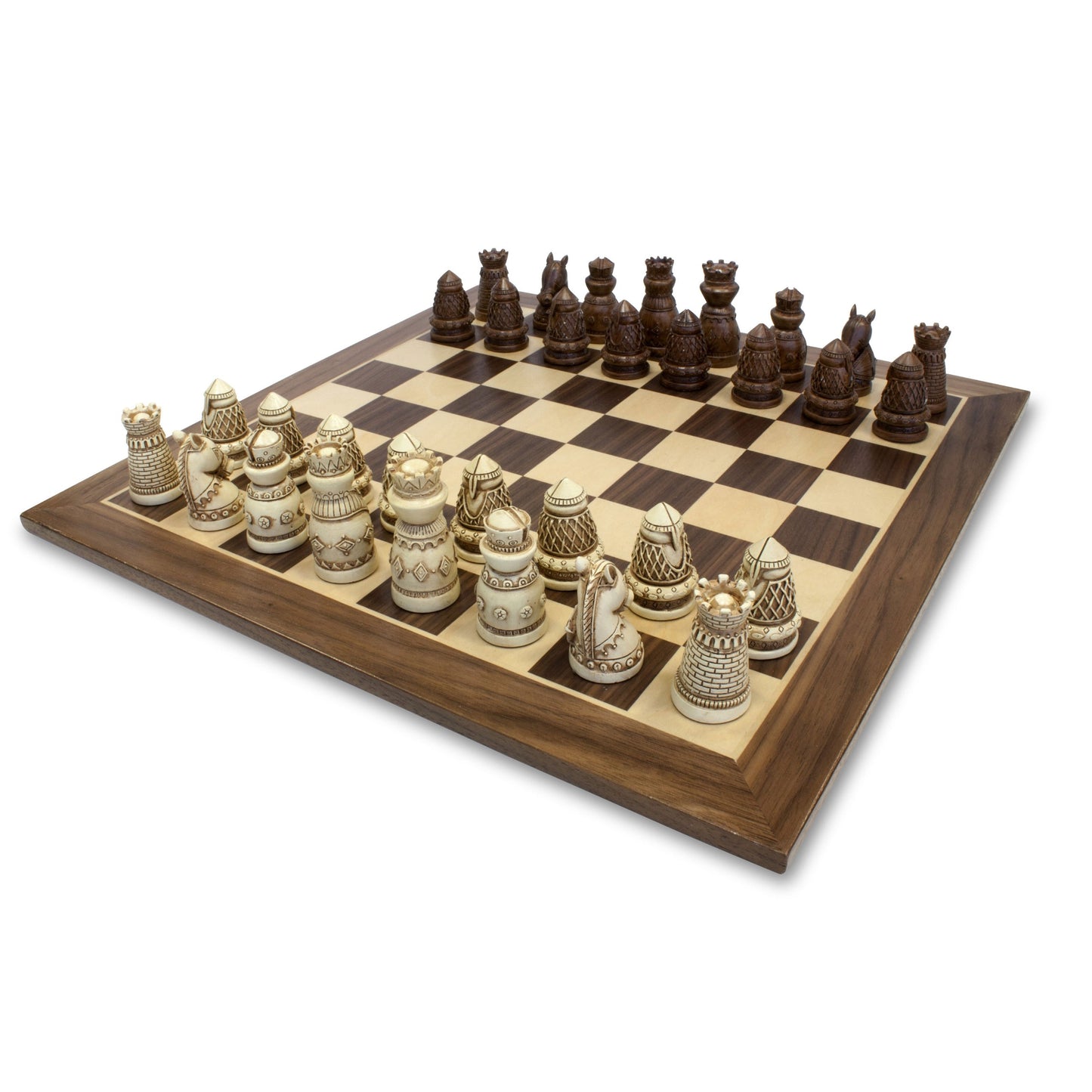 We Games Medieval Themed Chess Set - Wooden Chess Board With Intricate Polystone Chess Pieces, Chess Sets For Adults, 15 In.