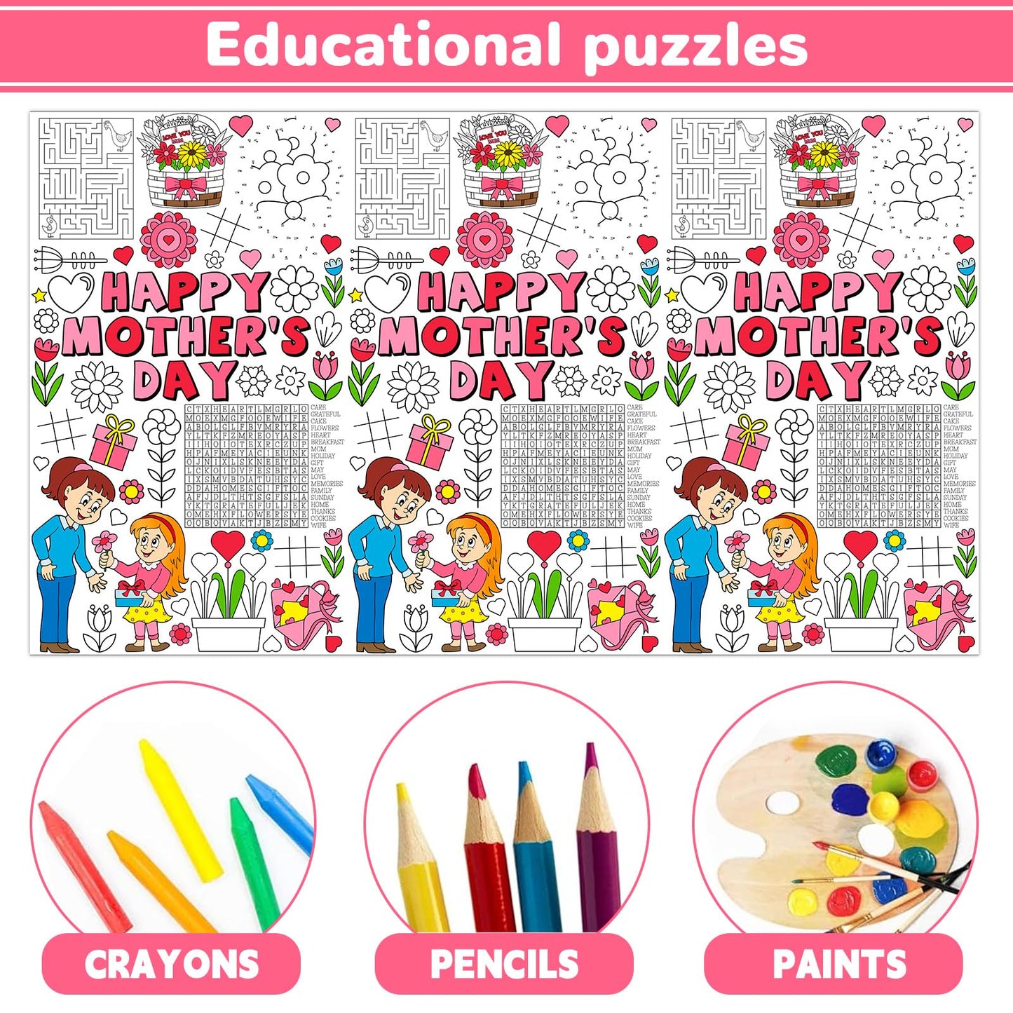 Qyeahkj Giant Paper Coloring Tablecloth For Kids Large Mothers Day Coloring Poster Table Cover Table Cloths For Classroom Birthd
