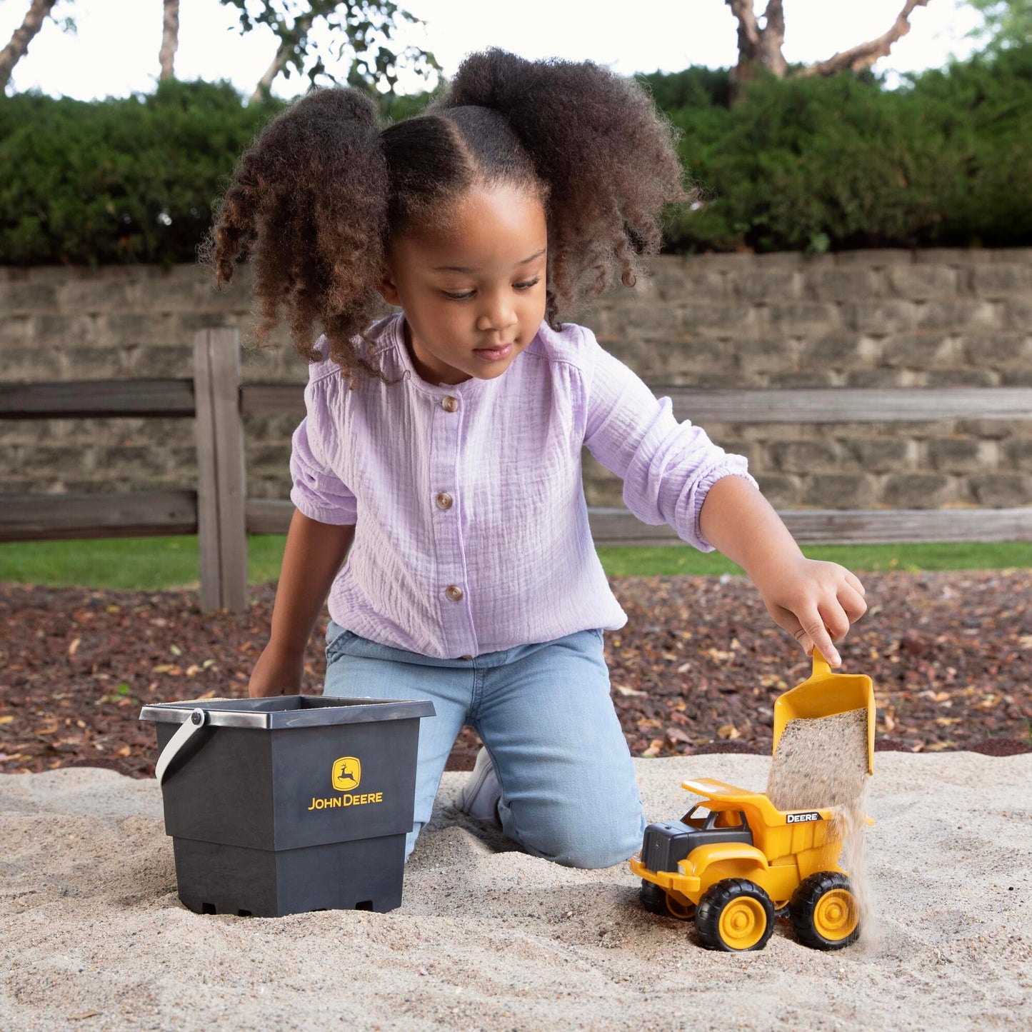 John Deere Sandbox Toy Set - Includes Dump Truck Toy, Bucket And Beach Shovel - Toddler Outdoor Toys And Construction Toys - Sum