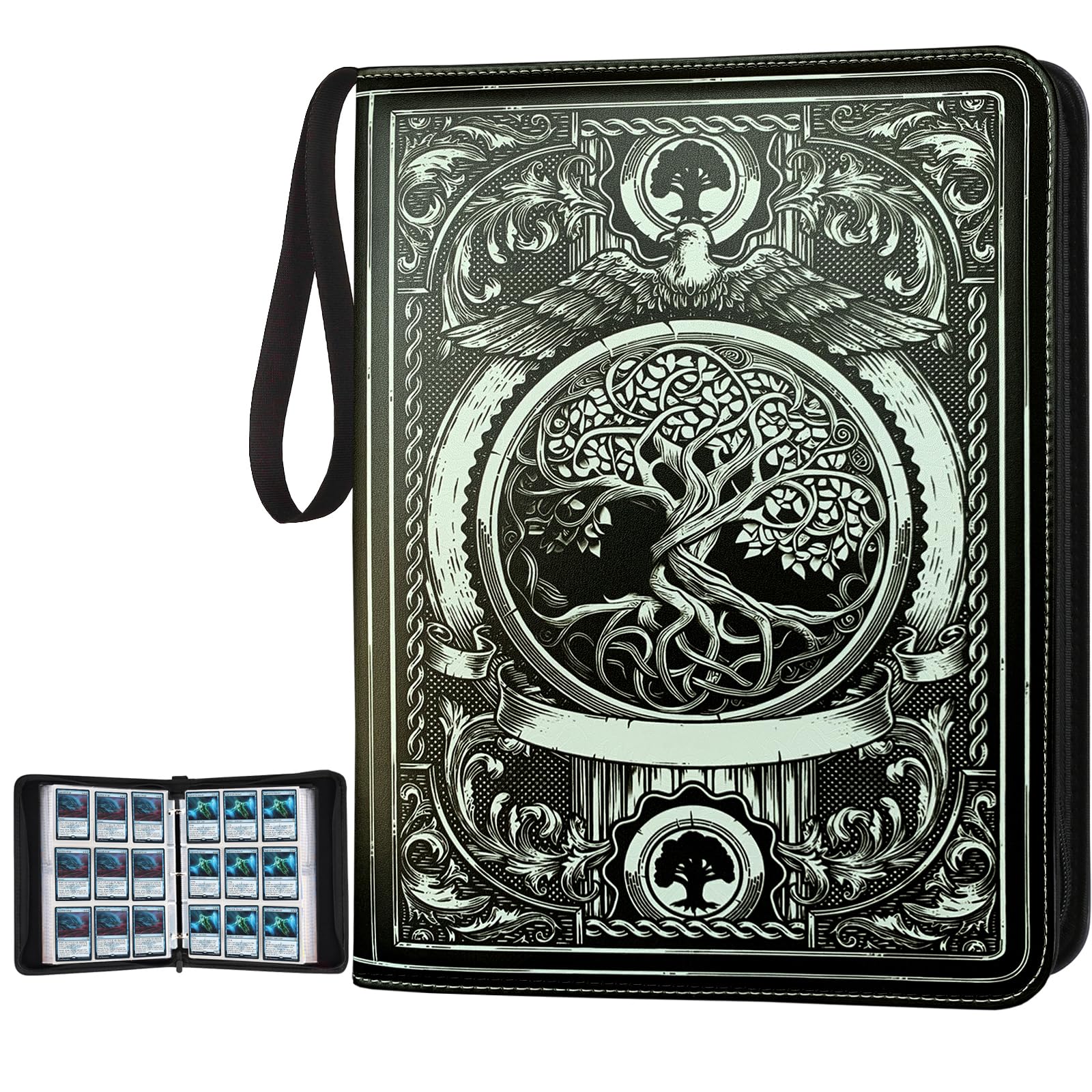 MTGPRO 9 Pocket Card Binder Trading Card Binder enhanced 720 Double PU Card Collection Binder with Sleeves Card Folder for MTG  TCG  Sports Cards(Black)