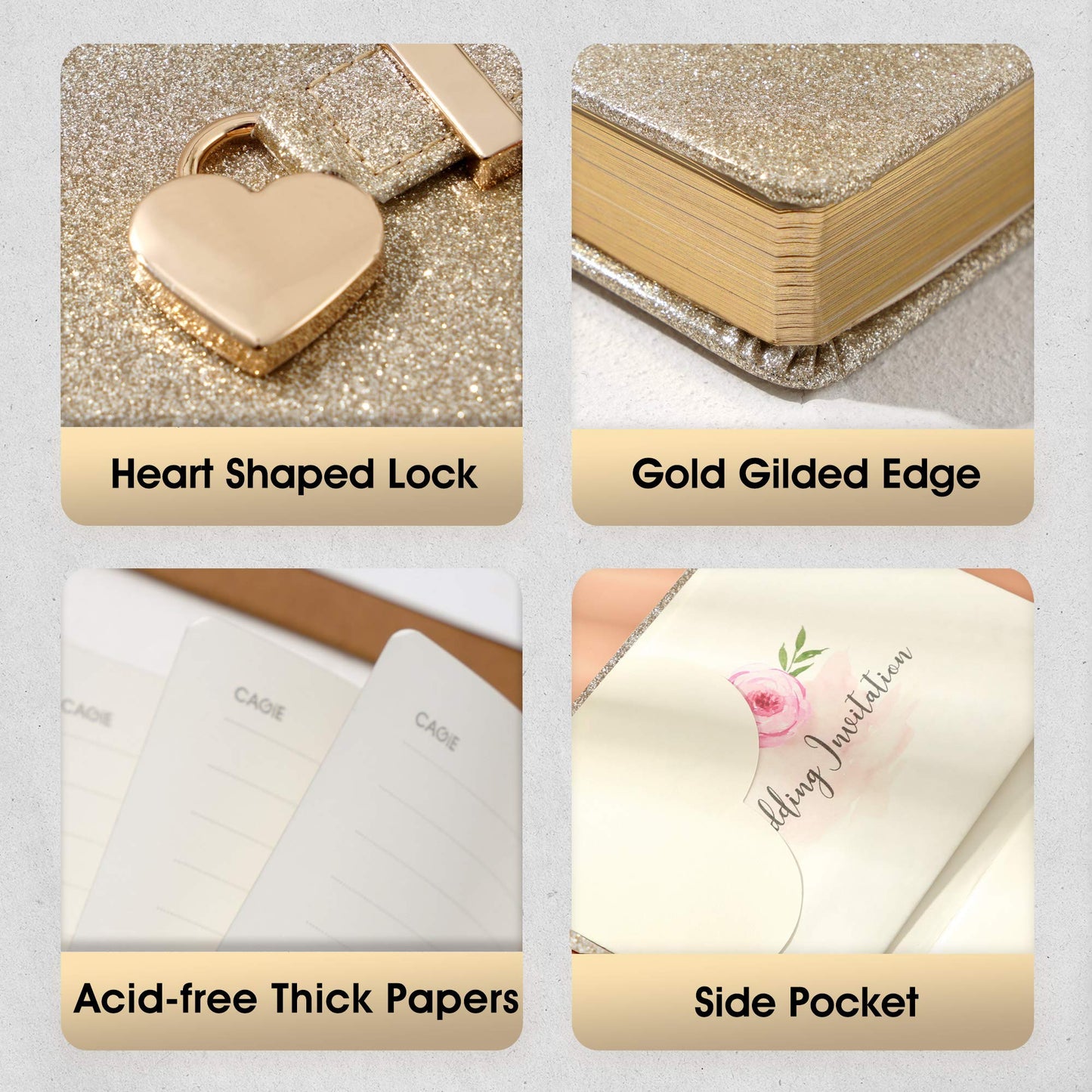 Cagie Diary With Lock And Key For Girls Ages 8-12 Journal With Lock 296 Gold Edged Pages Heart-Shaped Locked Journal For Women T