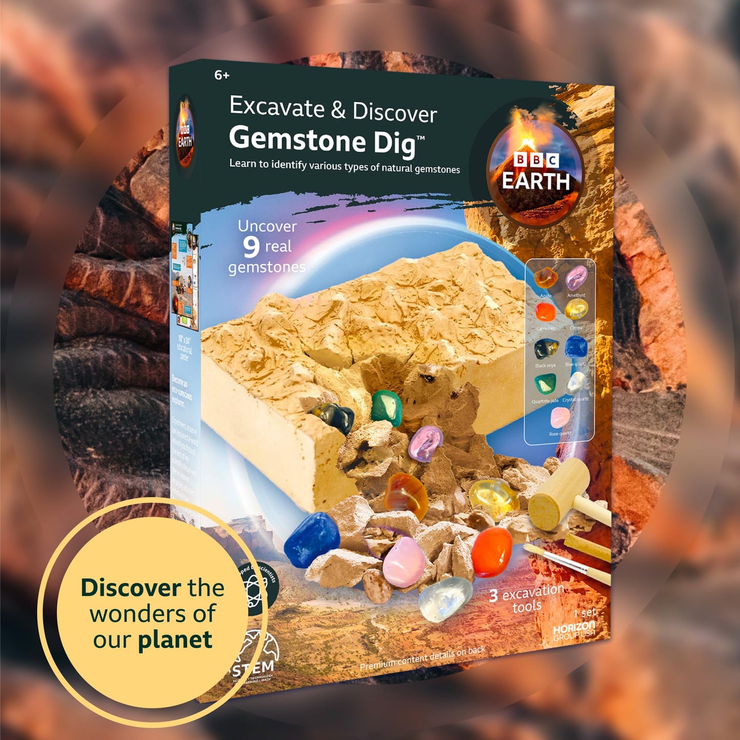 BBC Earth Excavate & Discover Gemstone Dig  Dig Up 9 Real Gemstones & Make Keychains  Rock Digging Excavation Kit  STEM Learning Kit  Kids Science Kit  Great 6 Year Old Boy Birthday Gift  large online retailer Kids