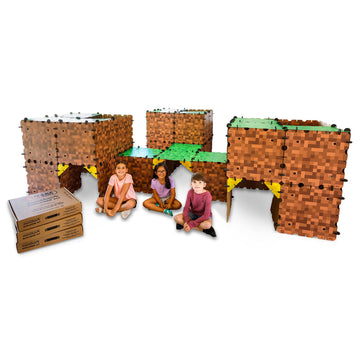 Make-A-Fort Minecraft Explorer Kit - 3 Pack, Durable Cardboard, Brown, Model 104 - Build Forts, Mazes, and Tunnels for Ages 8+