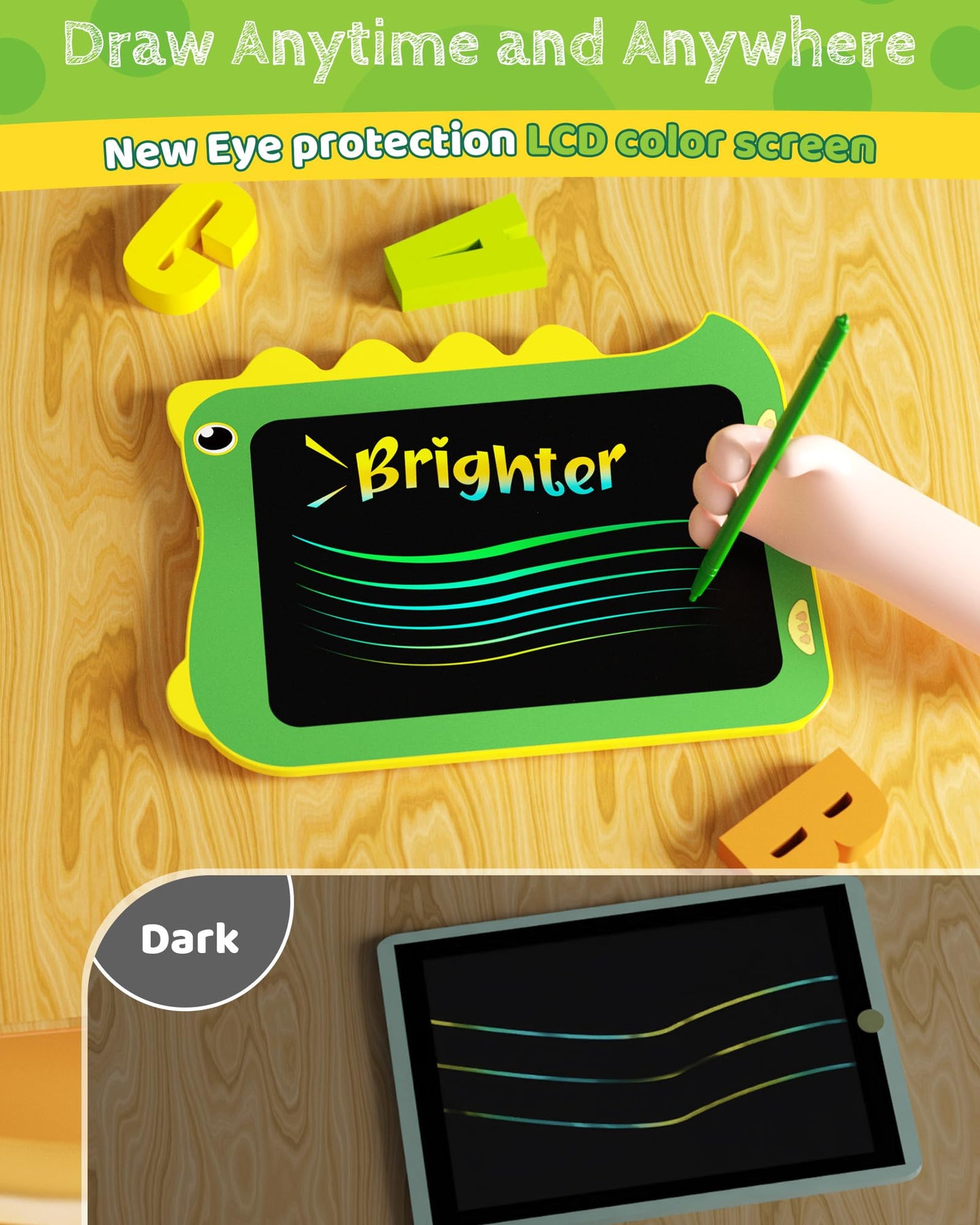 TEKFUN Toddler Boy Toys, LCD Writing Tablet for Kids, Doodle Board Tablet Toy, Travel Essentials Toys for 3 4 5 6 Year Old Boys