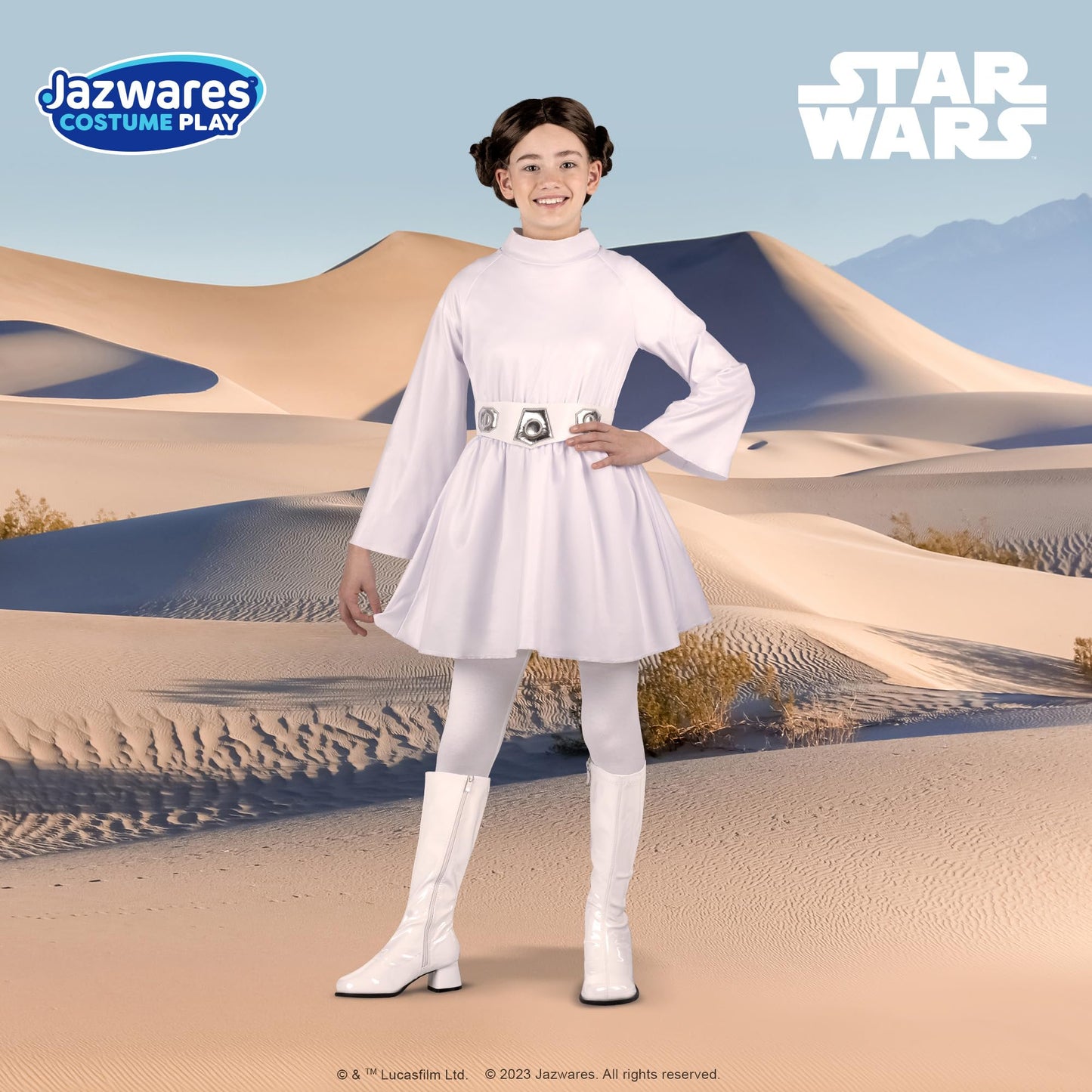 Star Wars Princess Leia Official Youth Halloween Costume - Hooded Dress With Belt And Wig (M) Multi