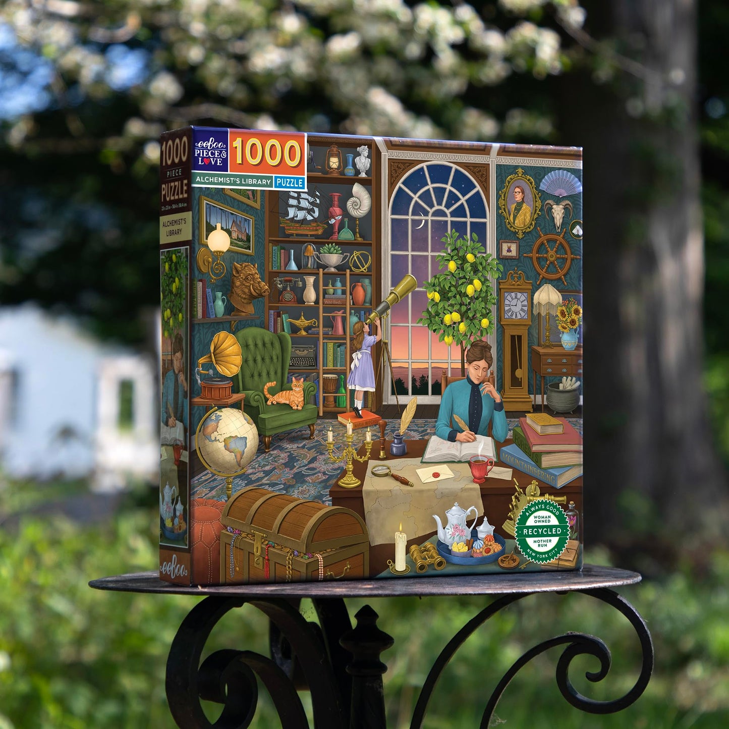 eeBoo Piece & Love: Alchemist's Library - 1000 Piece Puzzle - mature-themed Square Jigsaw  23x23  Includes Image Reference Insert  Glossy Pieces