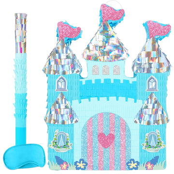 WERNNSAI Princess Castle Pinata - Ice Castle Pinata Blue Princess Party Decorations for Girls Birthday Party Game Magical World 
