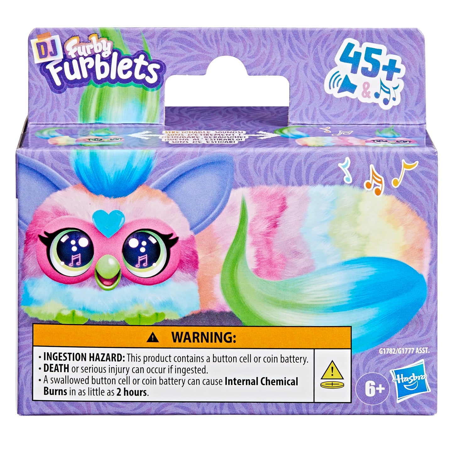FURBY DJ Furblets Can-Dee-Swirl Mini Electronic Plush Toy with Funny Stretchable Sound Effects & Music, Speaks Furbish, Pink, Bl