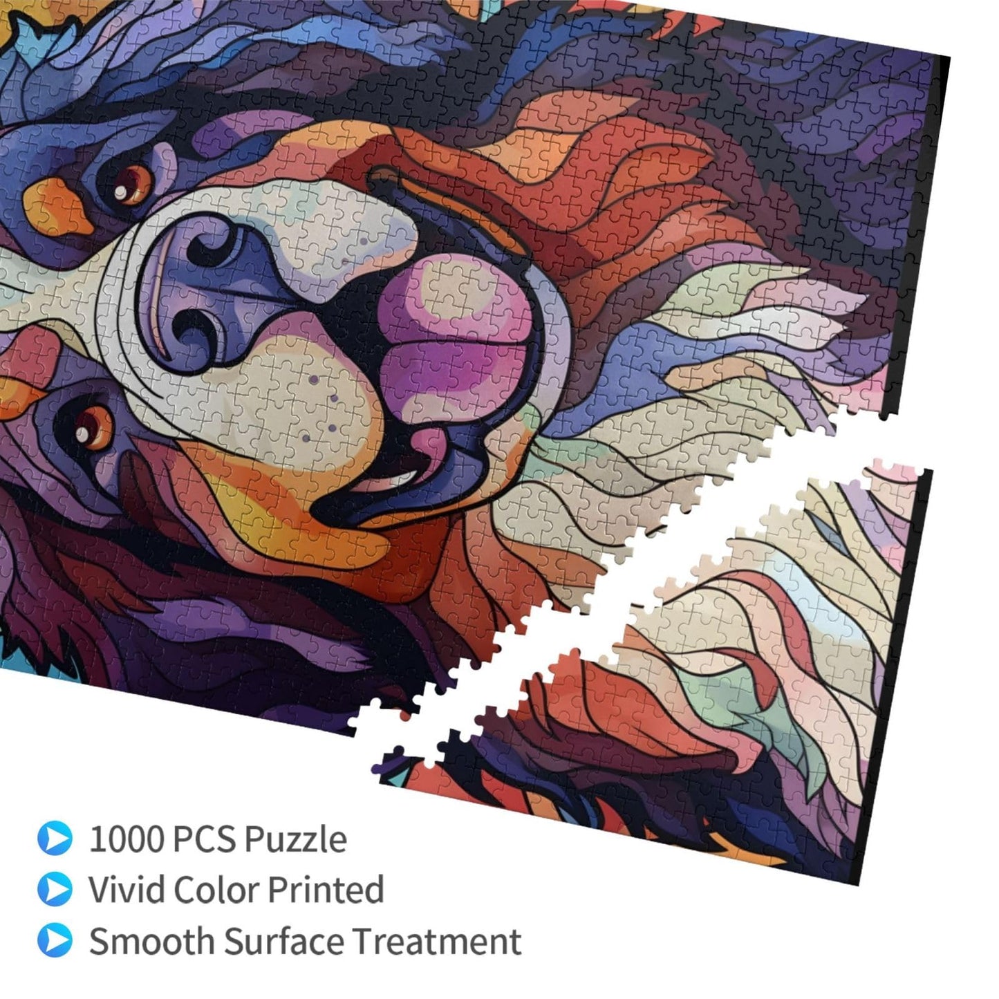 Golden Retriever Dogs Stained Colorful Glass 1000 Pieces Art Painting Wooden Puzzle For Kids Adults, Birthday Mother'S Father'S