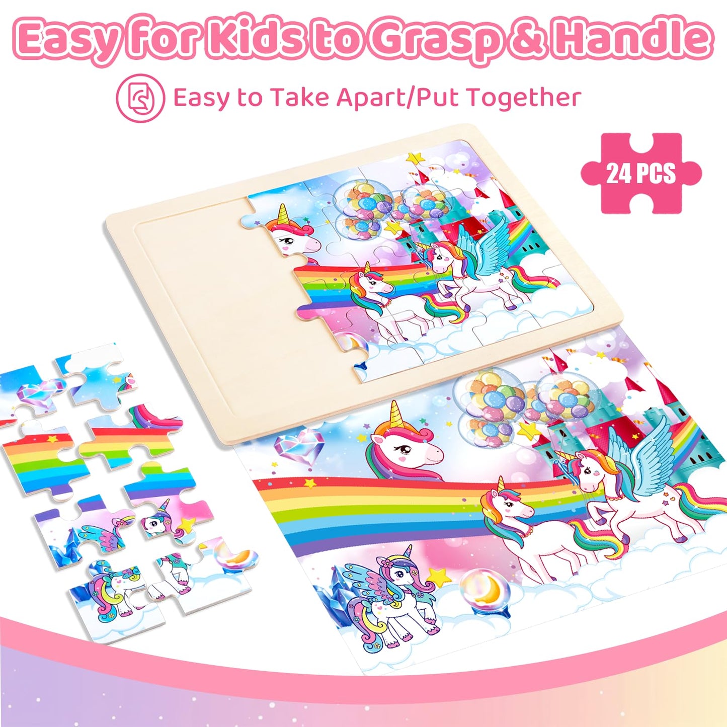 Puzzles For Kids Ages 4-6 - Unicorn Mermaid Princess Fairy Wooden Jigsaw Puzzles For Kids Toddlers Ages 3-5 Preschool Puzzle Bir