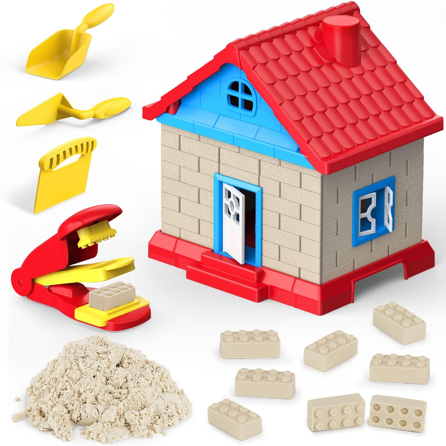 CICIPLAY Sand Play Set, 1.7lbs Moldable Self-Sticking Play Sand for Kids, Sensory Building Toy Set for Kids Age 3+, Birthday Gif