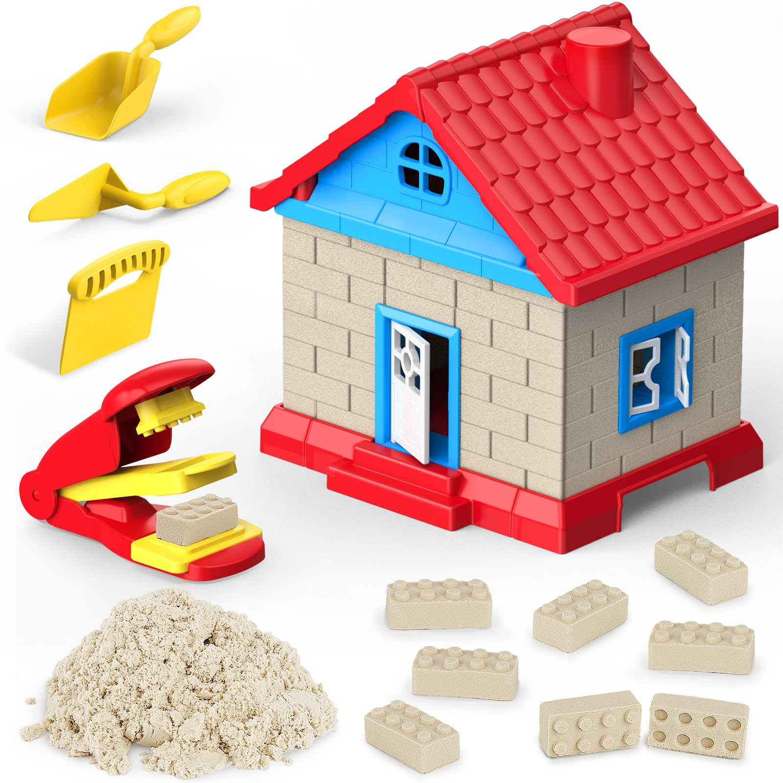 CICIPLAY Sand Play Set, 1.7lbs Moldable Self-Sticking Play Sand for Kids, Sensory Building Toy Set for Kids Age 3+, Birthday Gif